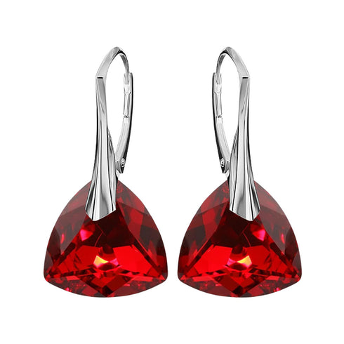 Sudraba auskari "Vakara Mirdzums (Light Siam Comet Argent Light)" ar Swarovski™ kristāliem